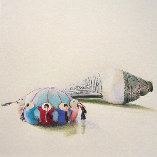 Chinesen. 2007, Farbstift Papier, 30x30cm,jpg