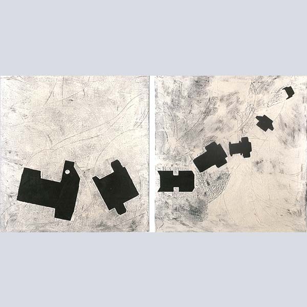 Flugstücke 1987, Öl Nessel, 75x140cm, 2 teilig